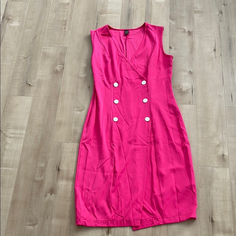 SHEIN Pink V-Neck Sheath Midi Dress